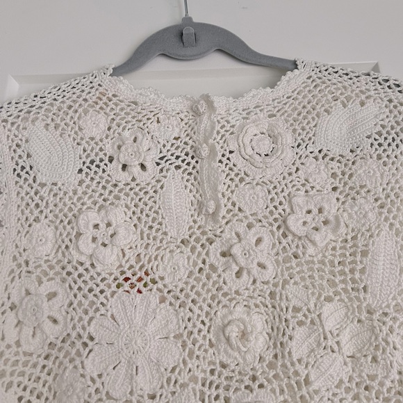 DOEN Annalisa Hand Crocheted Floral Mini Dress Off White Pearl NEW with tags - Picture 4 of 8